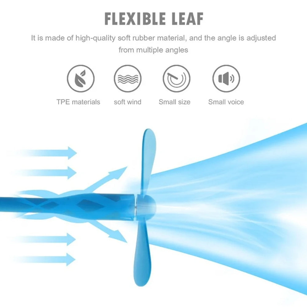 Techsuit Mini USB Fan (TUF1), Portable, Flexible, Bendable, 5V, Albastru