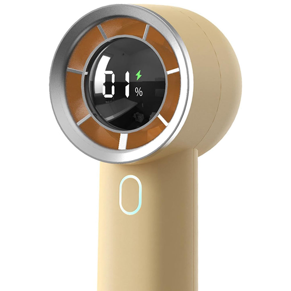 Techsuit Handheld Fan (HX130), Digital Display, Ultra Silent, 1200mAh, Galben