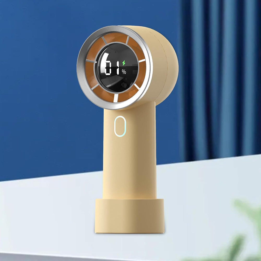 Techsuit Handheld Fan (HX130), Digital Display, Ultra Silent, 1200mAh, Galben