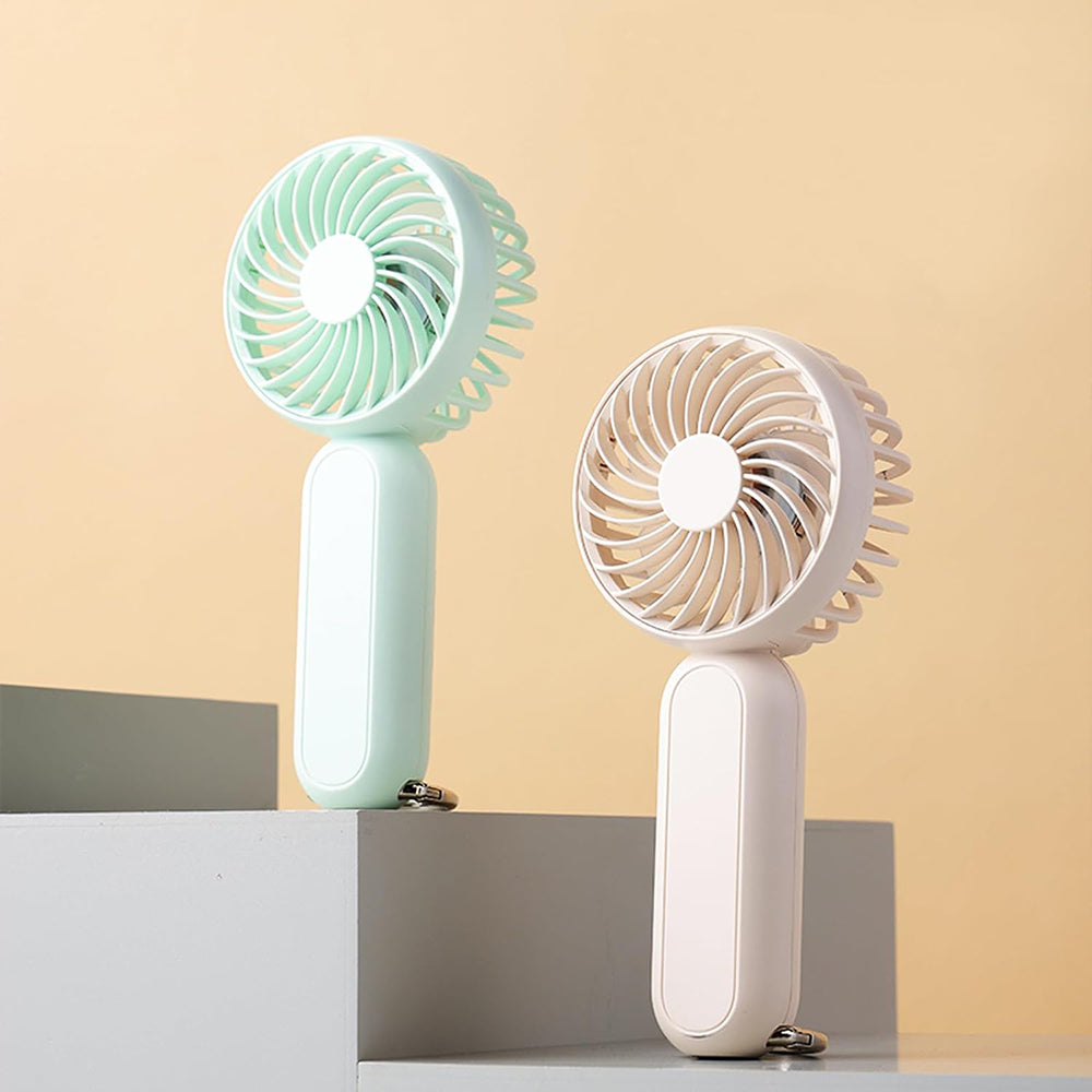 Techsuit Handheld Fan (A217), USB Rechargeable, Three Speeds, 1200mAh, Light Beige