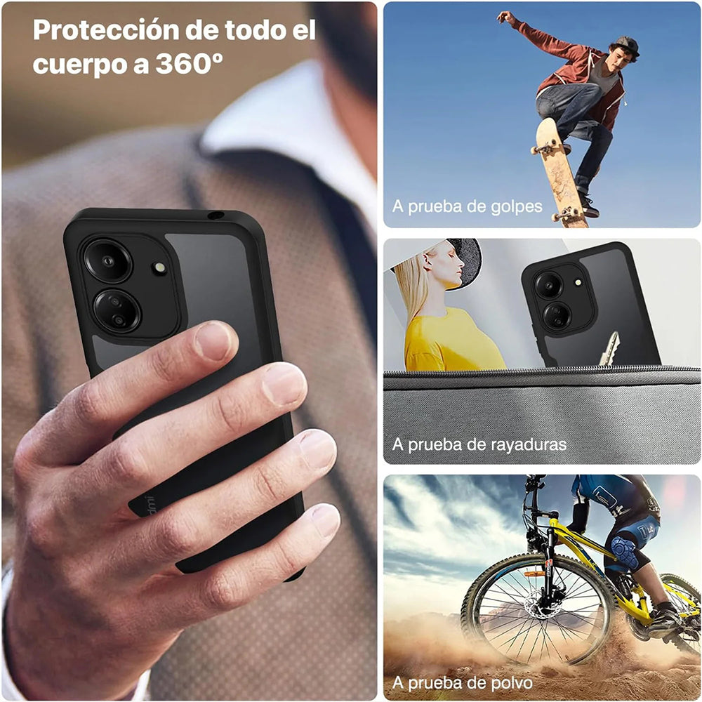 Folie de protectie Techsuit ColorVerse 360 Series + compatibil cu Xiaomi Redmi 13C 4G / Poco C65, Negru