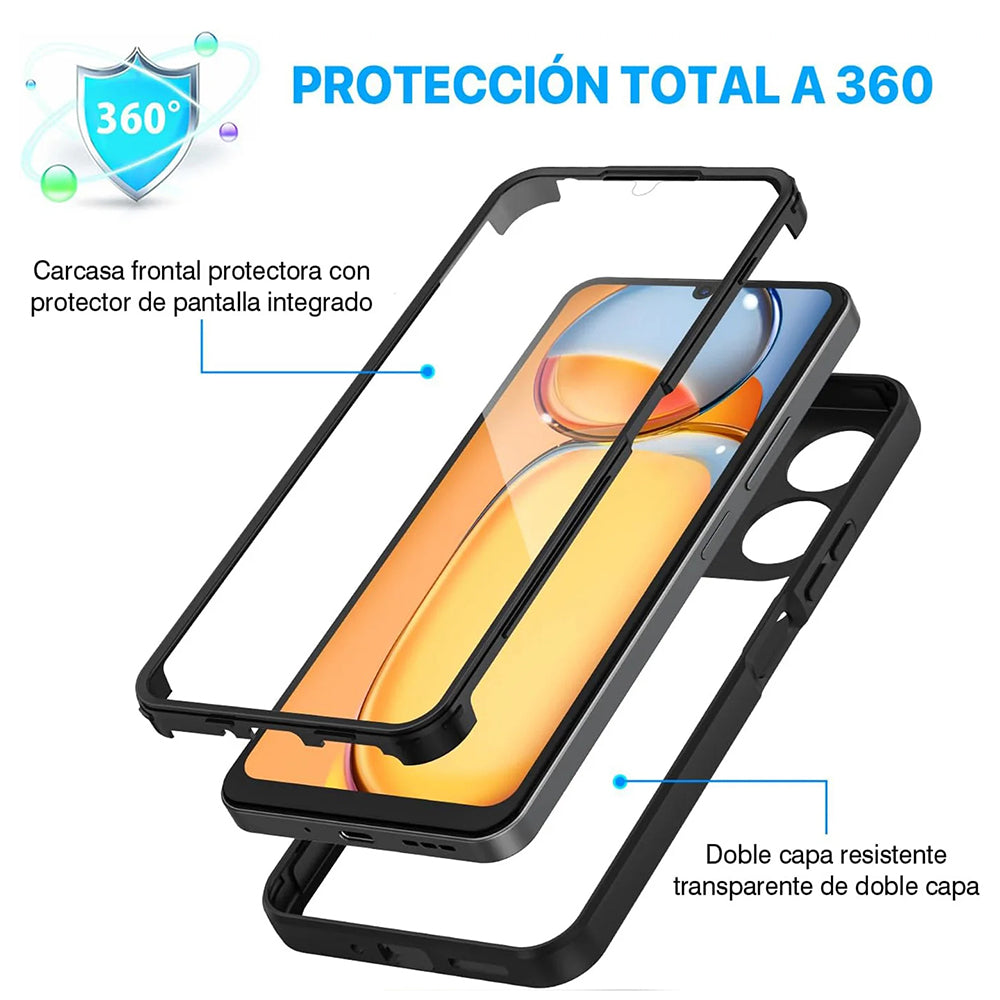 Folie de protectie Techsuit ColorVerse 360 Series + compatibil cu Xiaomi Redmi 13C 4G / Poco C65, Negru