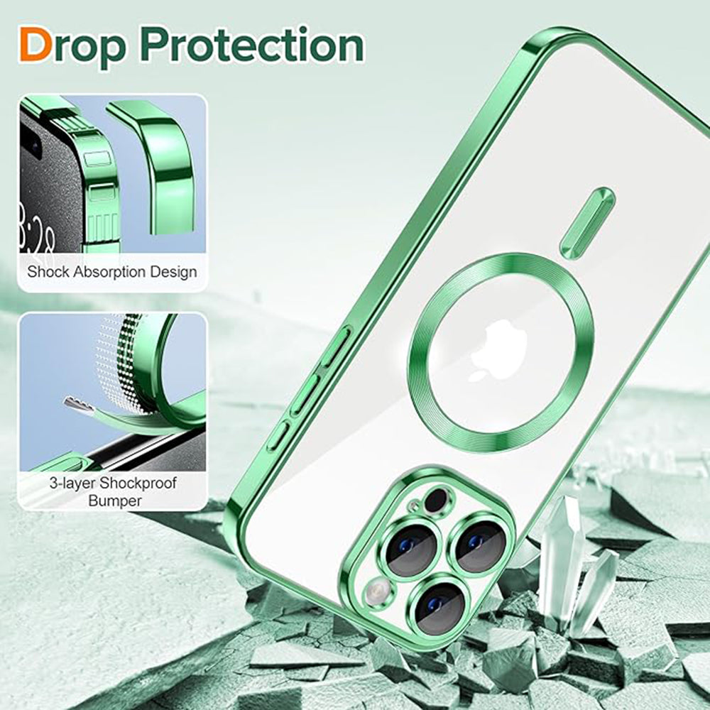 Husa de protectie Techsuit Luxury Crystal MagSafe compatibil cu iPhone 15 Pro Max, Verde Deschis