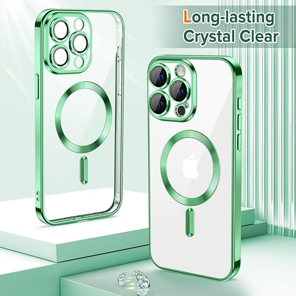 Husa de protectie Techsuit Luxury Crystal MagSafe compatibil cu iPhone 15 Pro Max, Verde Deschis