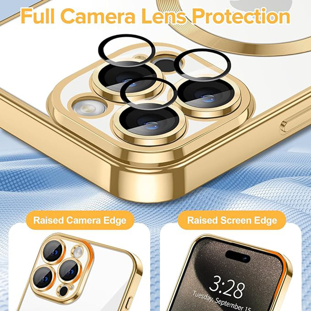 Husa de protectie Techsuit Luxury Crystal MagSafe compatibil cu iPhone 15 Pro, Auriu