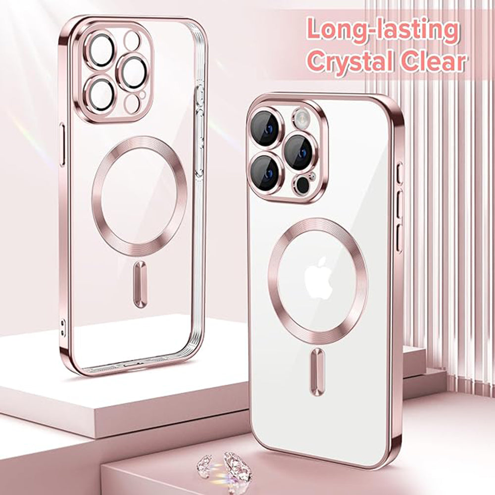 Husa de protectie Techsuit Luxury Crystal MagSafe compatibil cu iPhone 15 Pro, Roz