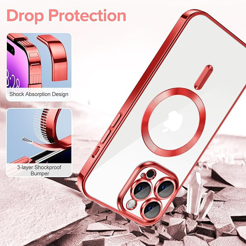 Husa de protectie Techsuit Luxury Crystal MagSafe compatibil cu iPhone 14 Pro Max, Roșu
