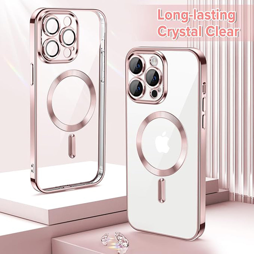 Husa de protectie Techsuit Luxury Crystal MagSafe compatibil cu iPhone 14 Pro Max, Roz