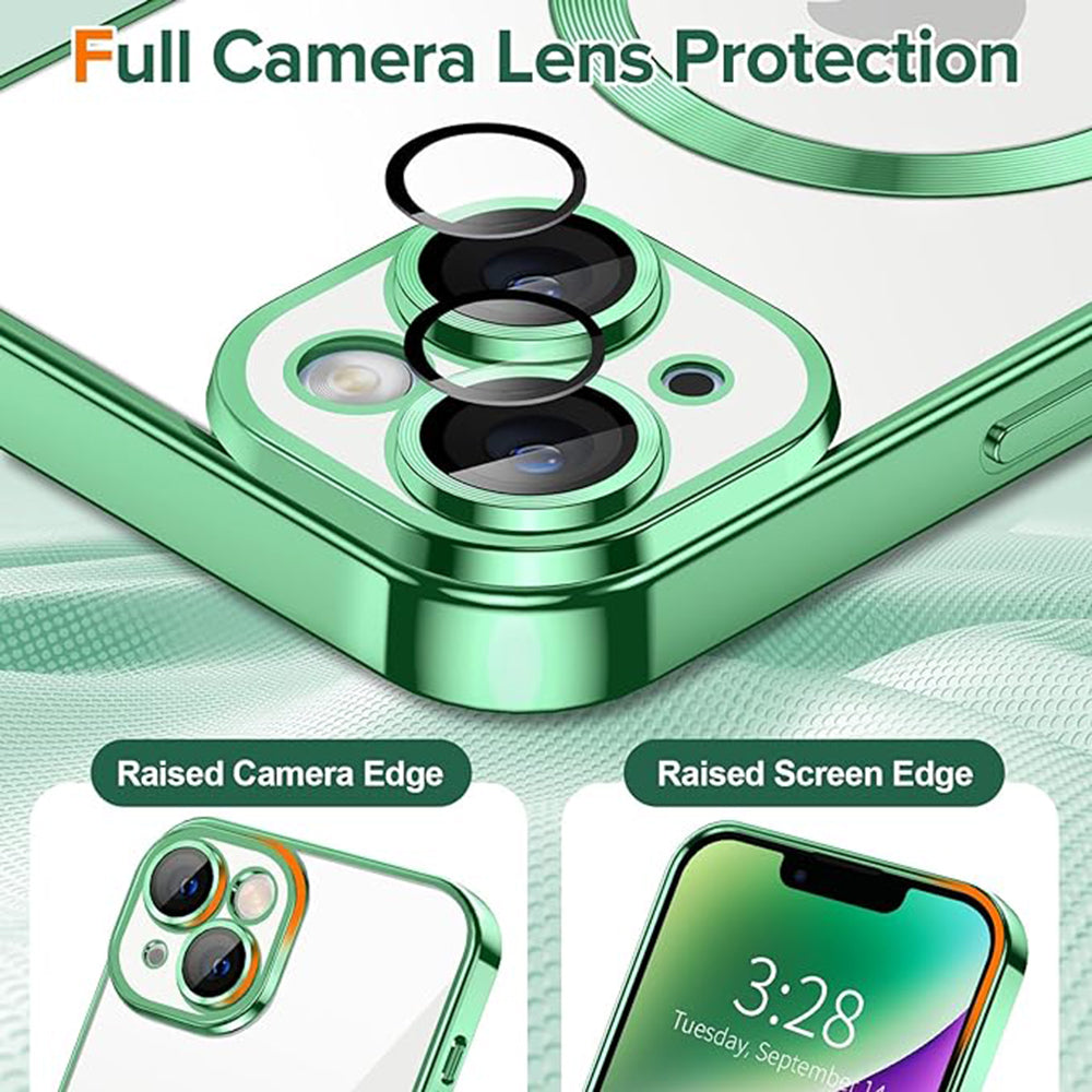 Husa de protectie Techsuit Luxury Crystal MagSafe compatibil cu iPhone 14 Plus, Verde Deschis