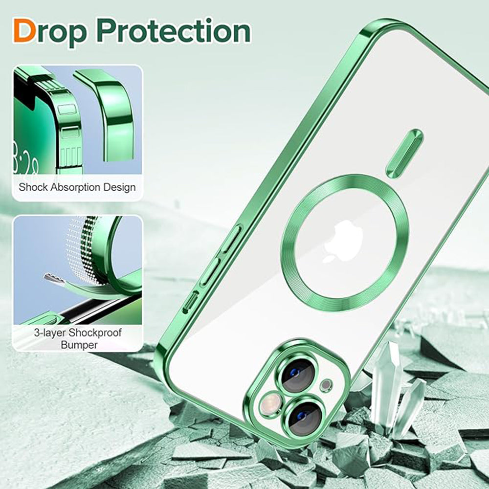 Husa de protectie Techsuit Luxury Crystal MagSafe compatibil cu iPhone 14 Plus, Verde Deschis
