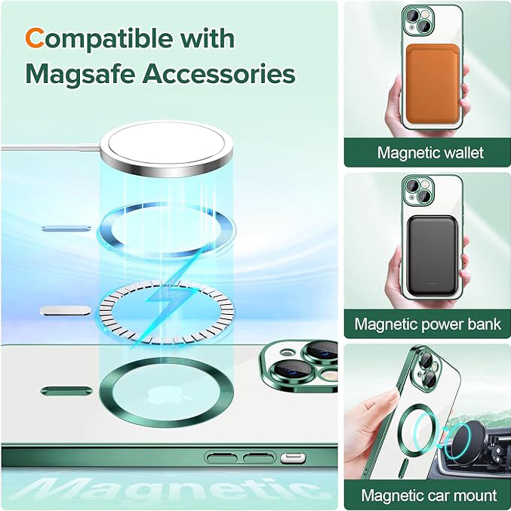 Husa de protectie Techsuit Luxury Crystal MagSafe compatibil cu iPhone 14 Plus, Deep Green