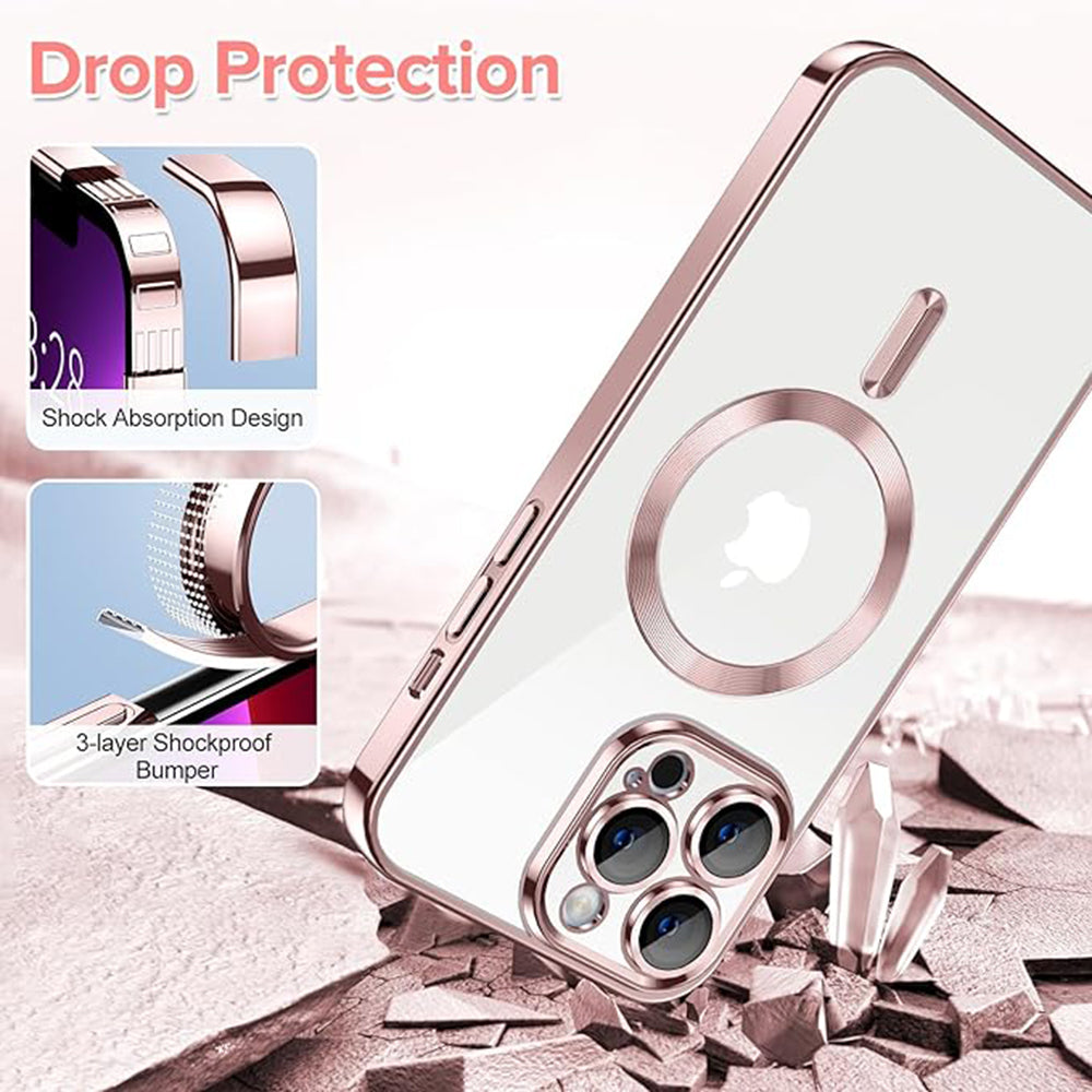 Husă Techsuit Luxury Crystal MagSafe roz pentru iPhone 13 Pro