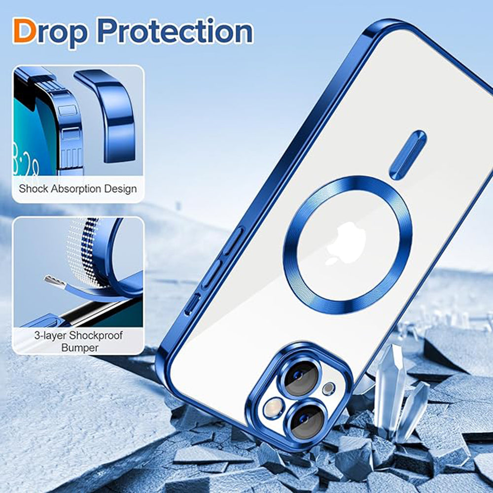 Husa de protectie Techsuit Luxury Crystal MagSafe compatibil cu iPhone 13, Albastru Inchis