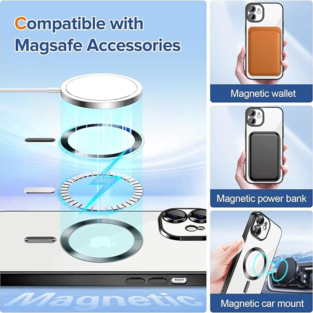 Husa de protectie Techsuit Luxury Crystal MagSafe compatibil cu iPhone 12, Negru