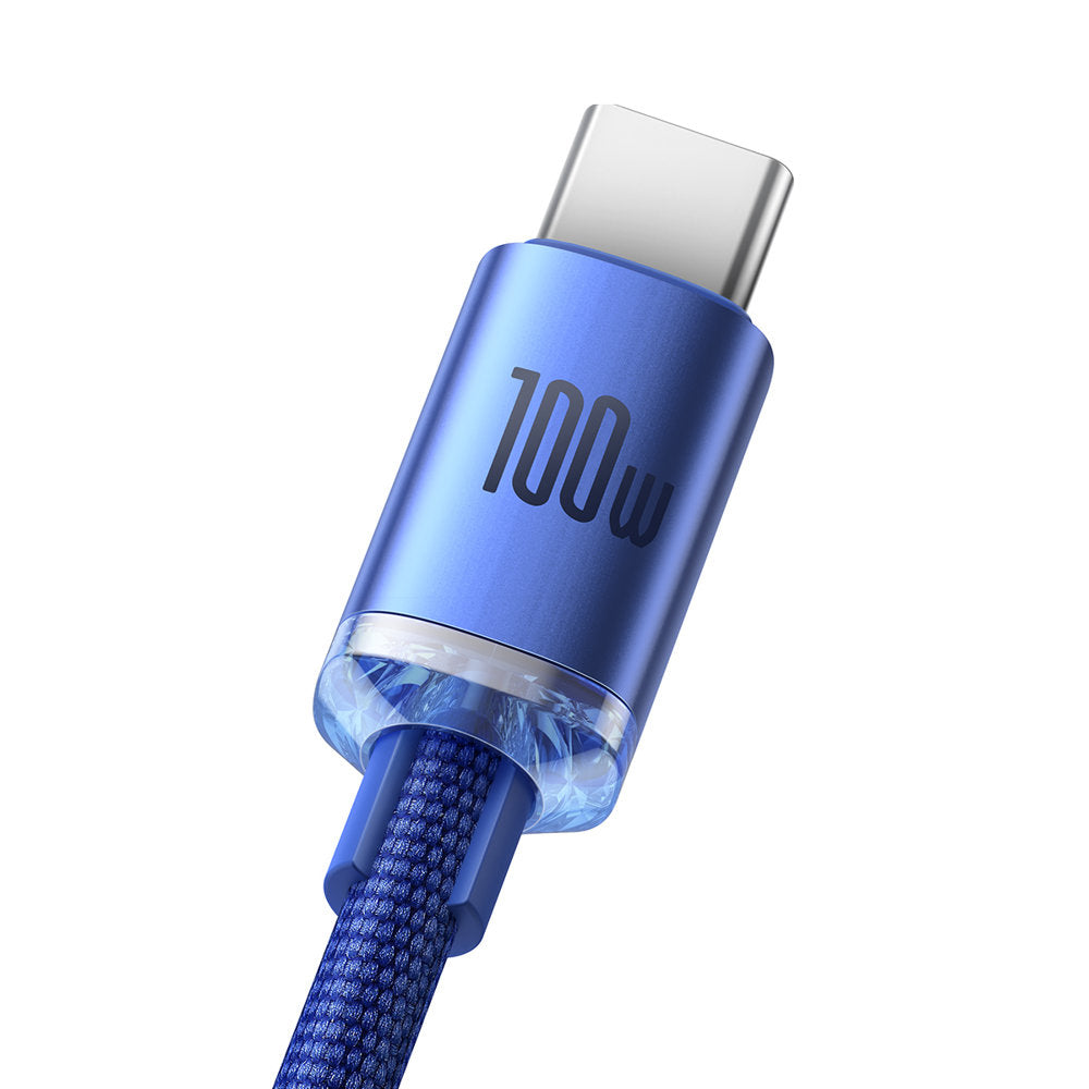 Cablu Baseus Crystal Shine (CAJY000403), USB-C, 100W, 1.2m, Albastru