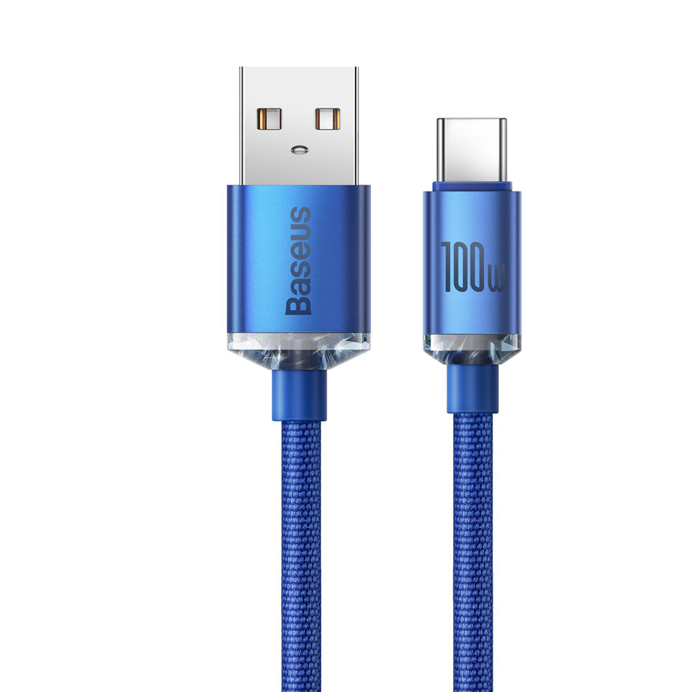 Cablu Baseus Crystal Shine (CAJY000403), USB-C, 100W, 1.2m, Albastru