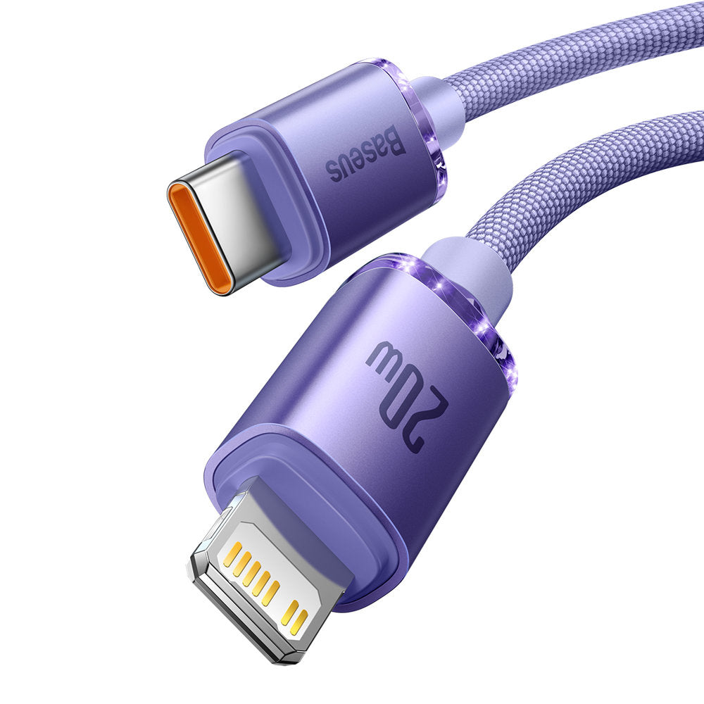 Cablu Baseus Crystal Shine (CAJY000205), Type-C to Lightning, 20W, 1.2m, Nylon Braided, Mov