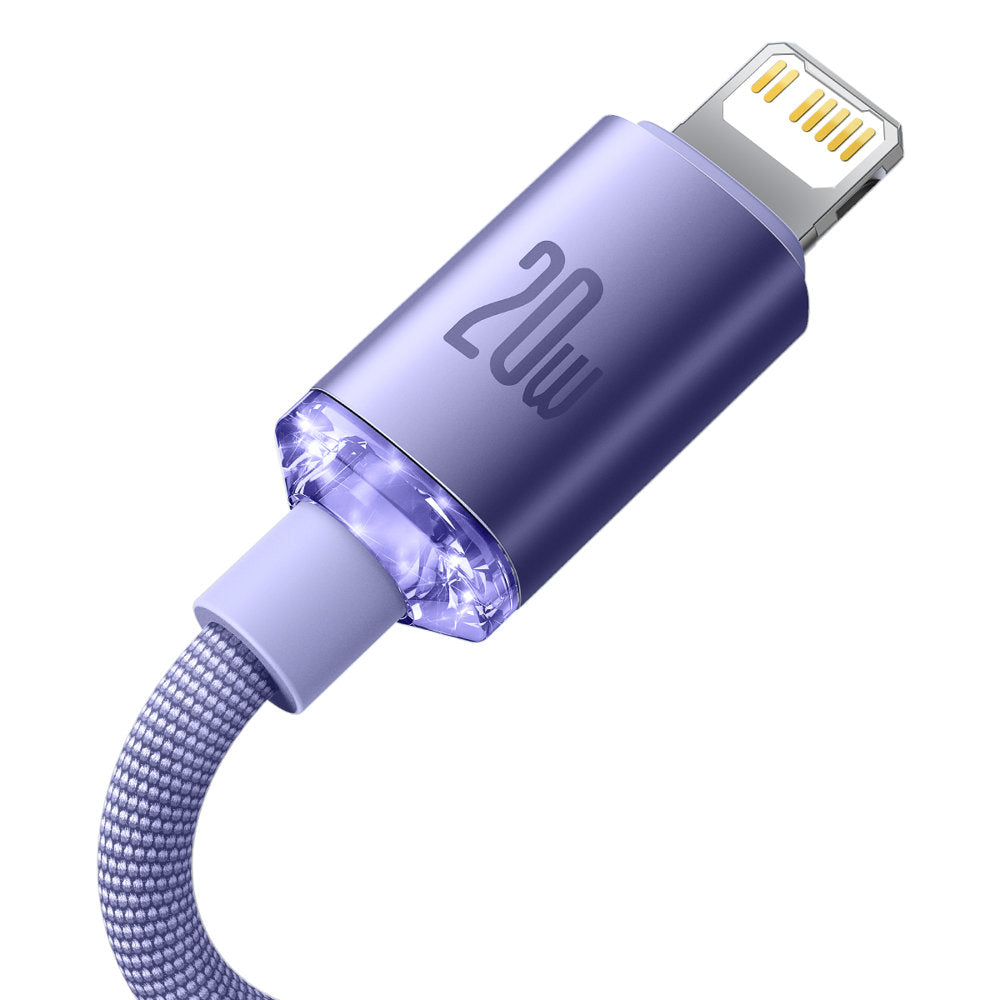 Cablu Baseus Crystal Shine (CAJY000205), Type-C to Lightning, 20W, 1.2m, Nylon Braided, Mov