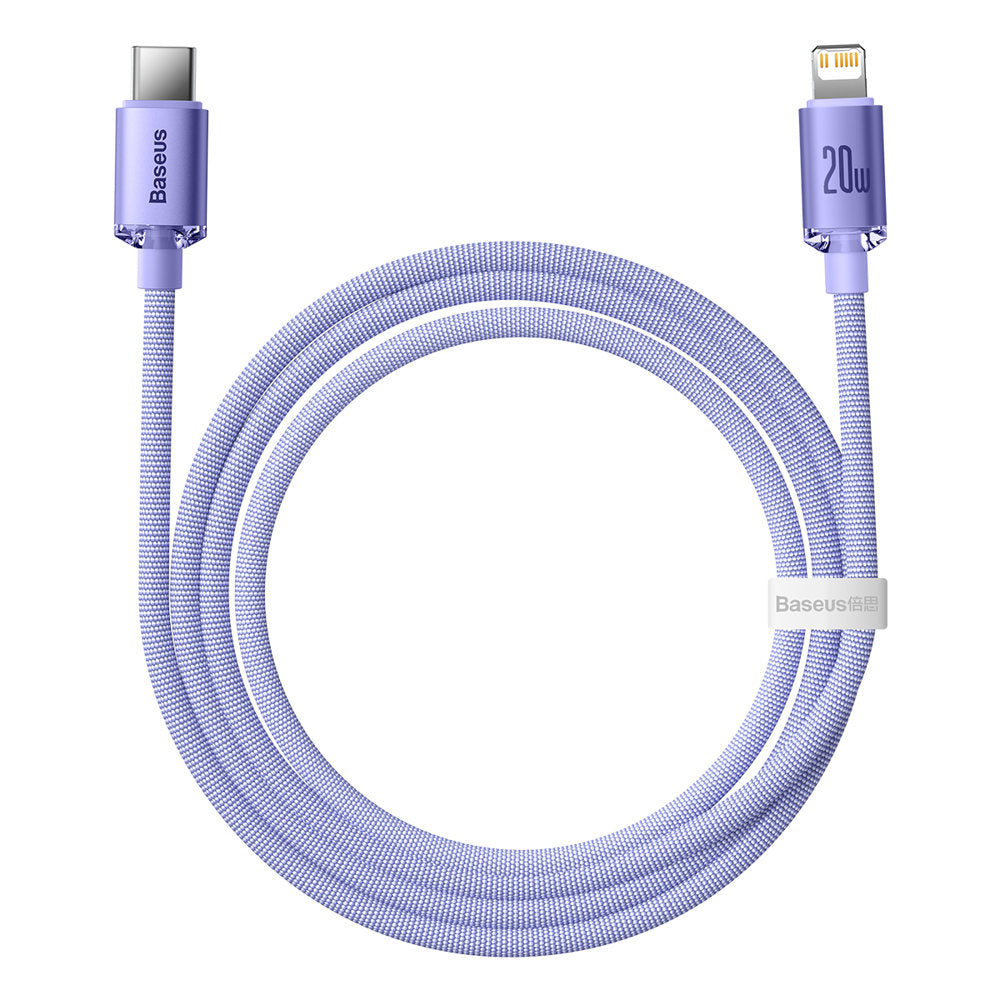 Cablu Baseus Crystal Shine (CAJY000205), Type-C to Lightning, 20W, 1.2m, Nylon Braided, Mov