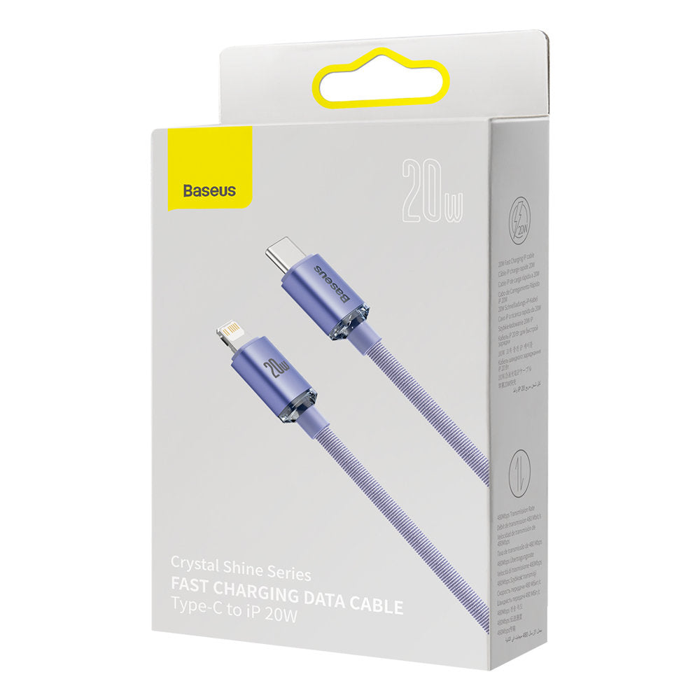 Cablu Baseus Crystal Shine (CAJY000205), Type-C to Lightning, 20W, 1.2m, Nylon Braided, Mov