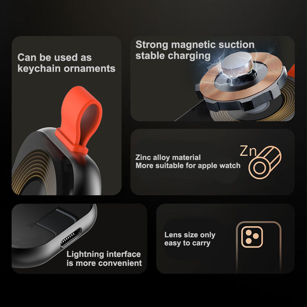 Incarcator Lito Magnetic Wireless (LC03), for Apple Watch, with Keyring, Charge On the Go, 5W, 1A, Alb