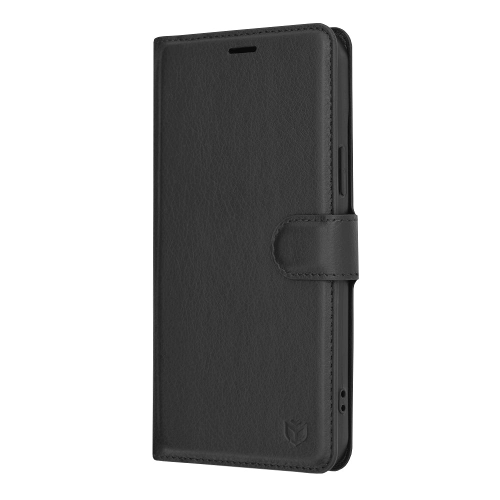 Husa de protectie Techsuit Leather Folio compatibil cu iPhone 15 Plus, Negru