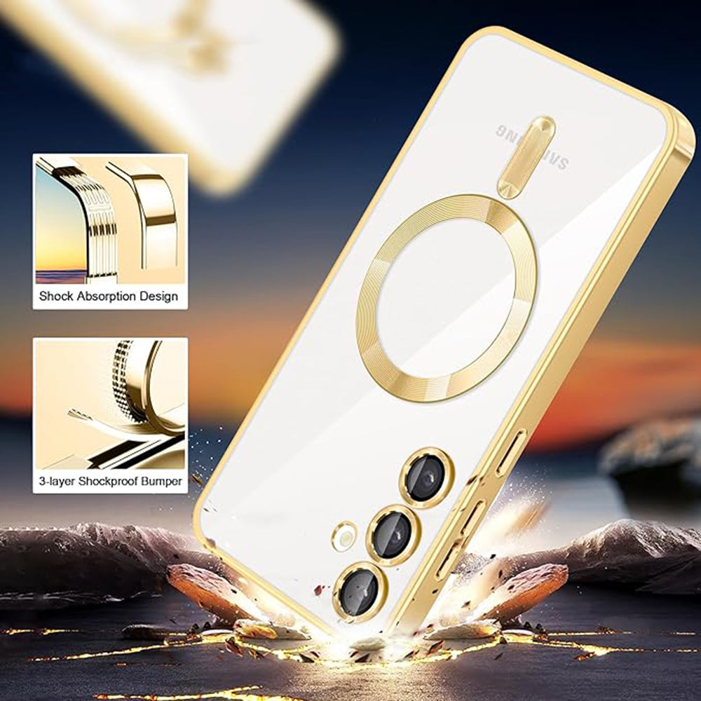 Husa de protectie Techsuit Luxury Crystal MagSafe compatibil cu Samsung Galaxy S24, Albastru