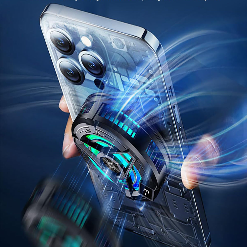 Accesoriu gaming Techsuit Phone Cooler (SL17), Magnetic, Temperature Display, Lights, Fast Cooling, Hydraulic Noise Reduction, Negru