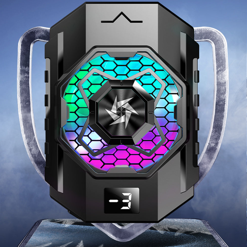 Accesoriu gaming Techsuit Phone Cooler (SL31), with Digital Display, Gear Button, Lights, Fast Cooling, Negru