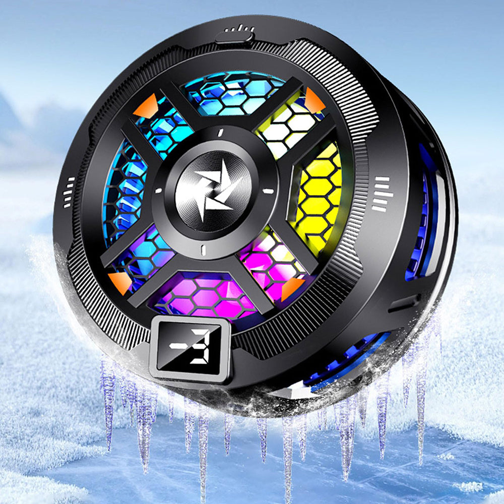 Accesoriu gaming Techsuit Phone Cooler (SL18), Magnetic, Temperature Display, RGB Lights, Fast Cooling, Universal, Negru