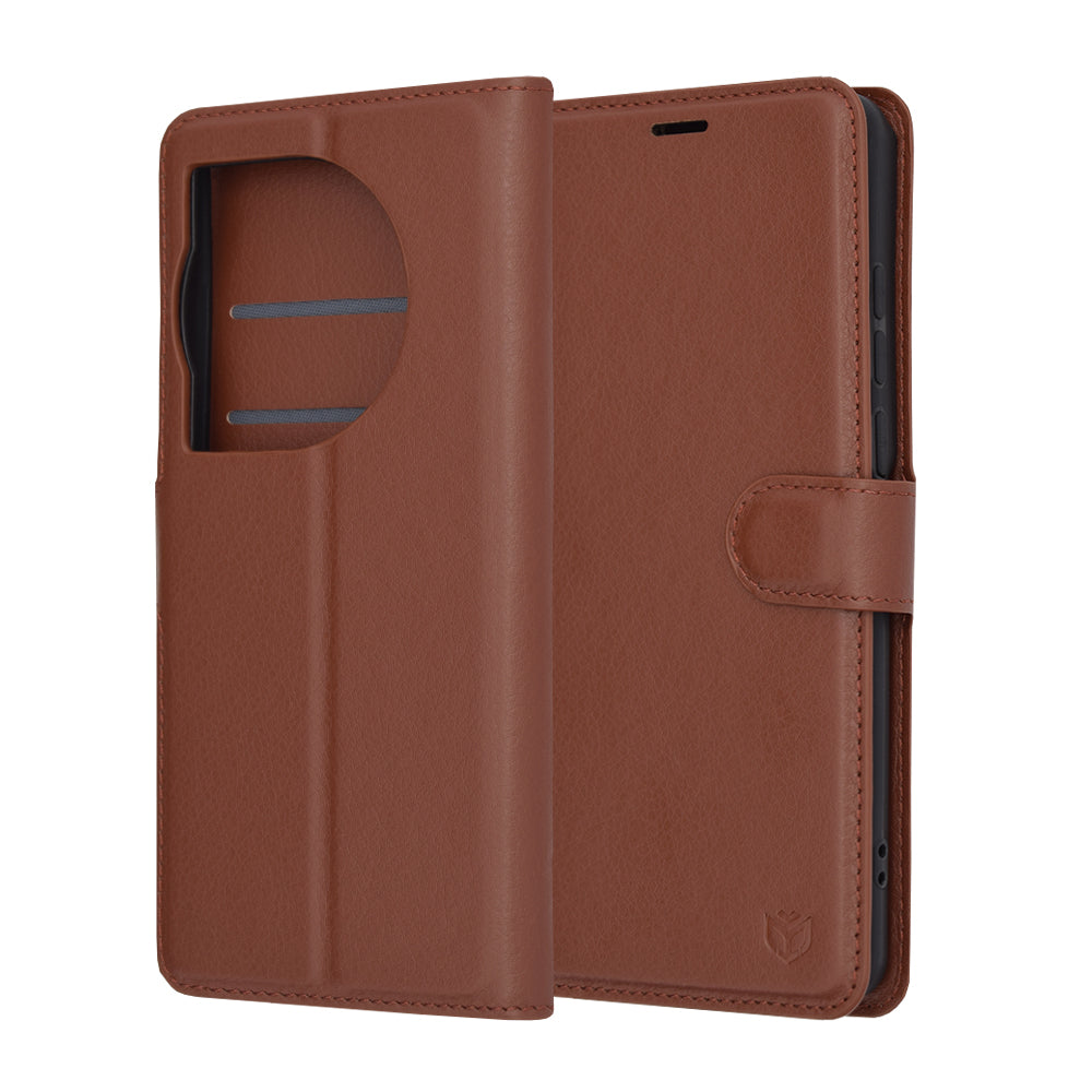 Husa de protectie Techsuit Leather Folio compatibil cu OnePlus 12, Maro