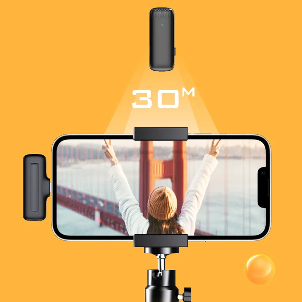 Casti Techsuit (set de 2) Lavalier Wireless (LW4), Receiver, Type-C, Noise Reduction, Omnidirectional, Plug and Play, Negru