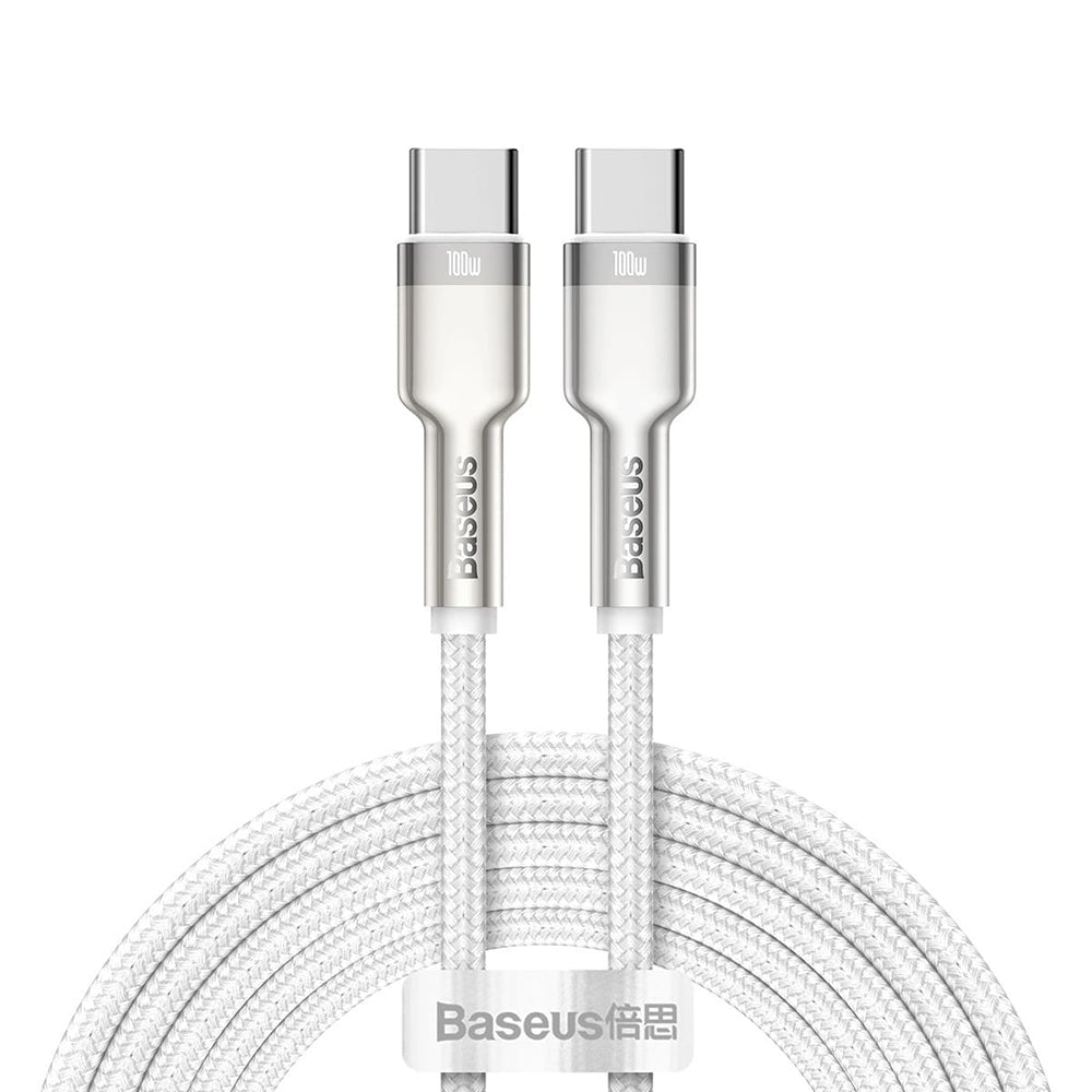Cablu Baseus Cafule Series Metal (CATJK-C02), Type-C to Type-C, Super Fast Charge, 100W, 480Mbps, 20V, 5A, 1m, Alb