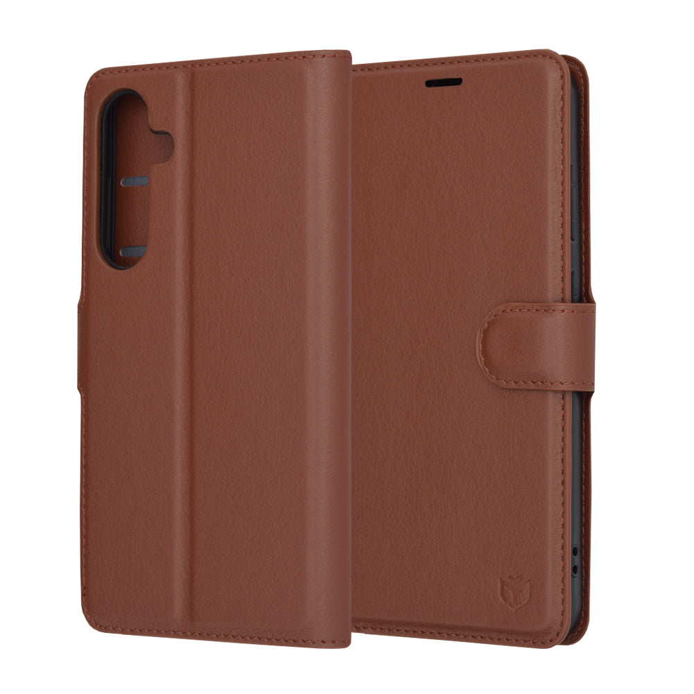 Husa de protectie Techsuit Leather Folio compatibil cu Samsung Galaxy S24 Plus, Maro
