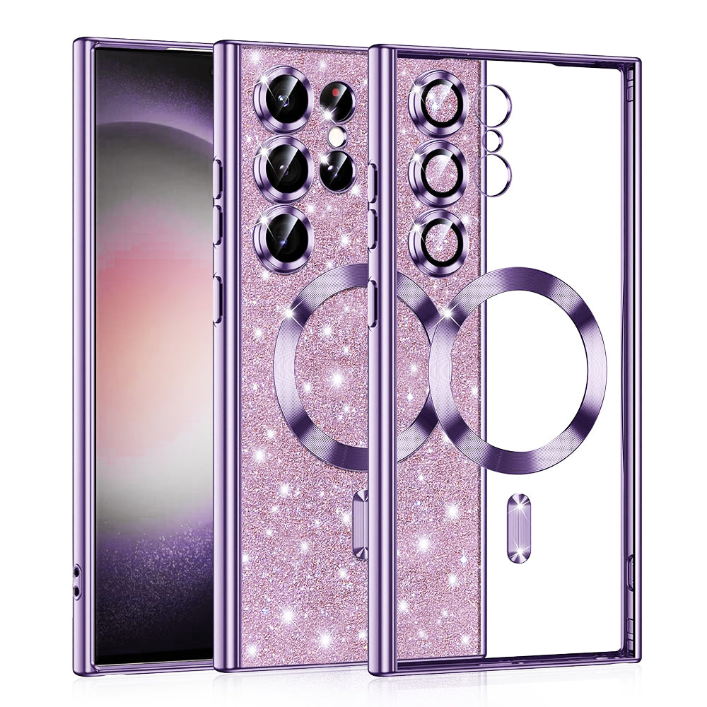 Husa de protectie Techsuit Luxury Glitter MagSafe compatibil cu Samsung Galaxy S23 Ultra, Mov