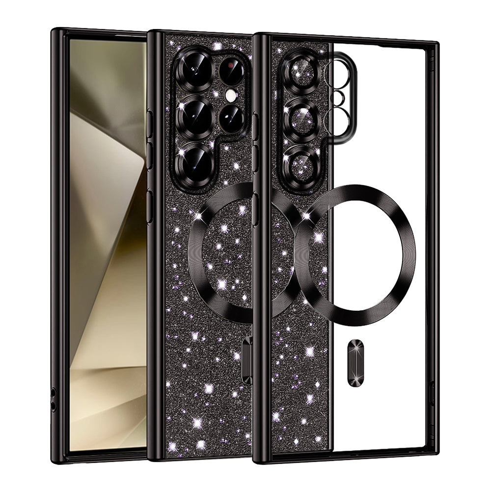 Husa de protectie Techsuit Luxury Glitter MagSafe compatibil cu Samsung Galaxy S22 Ultra 5G, Negru