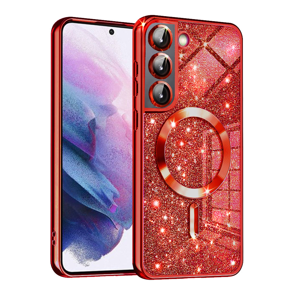 Husa de protectie Techsuit Luxury Glitter MagSafe compatibil cu Samsung Galaxy S21 FE 5G, Roșu