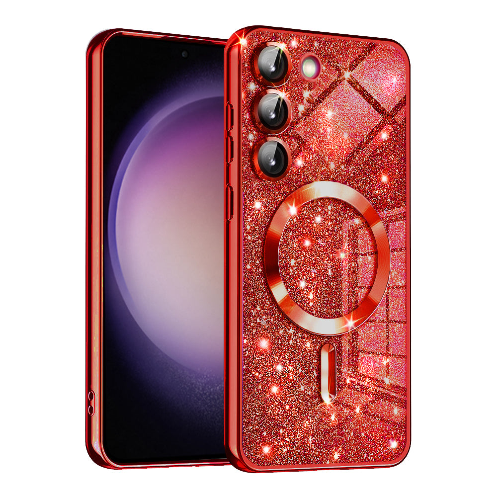 Husa de protectie Techsuit Luxury Glitter MagSafe compatibil cu Samsung Galaxy S23 Plus, Rosu