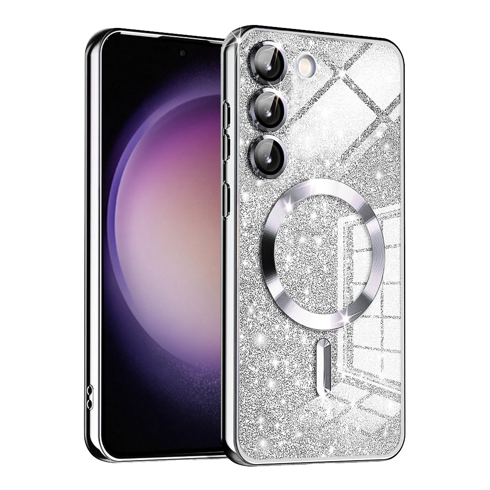 Husa de protectie Techsuit Luxury Glitter MagSafe compatibil cu Samsung Galaxy S23, Argintiu