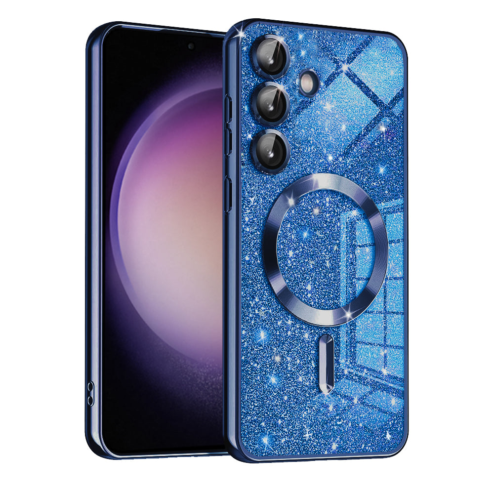 Husa de protectie Techsuit Luxury Glitter MagSafe compatibil cu Samsung Galaxy S23 FE, Albastru Inchis