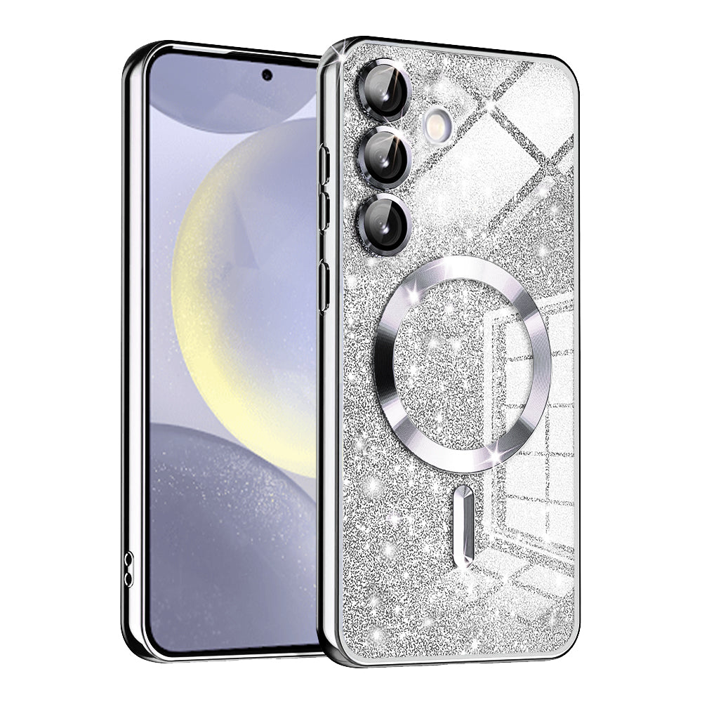 Husa de protectie Techsuit Luxury Glitter MagSafe compatibil cu Samsung Galaxy S24, Argintiu