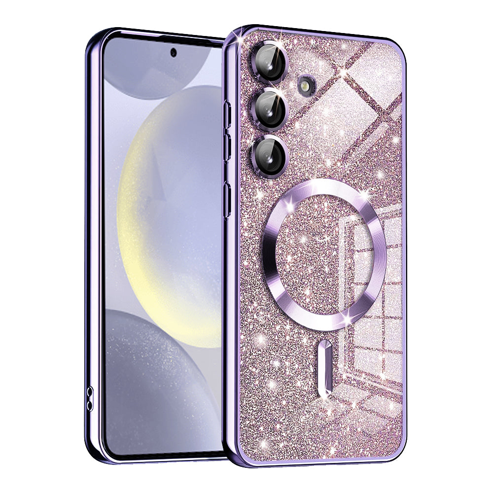 Husa de protectie Techsuit Luxury Glitter MagSafe compatibil cu Samsung Galaxy S24 Plus, Mov deschis