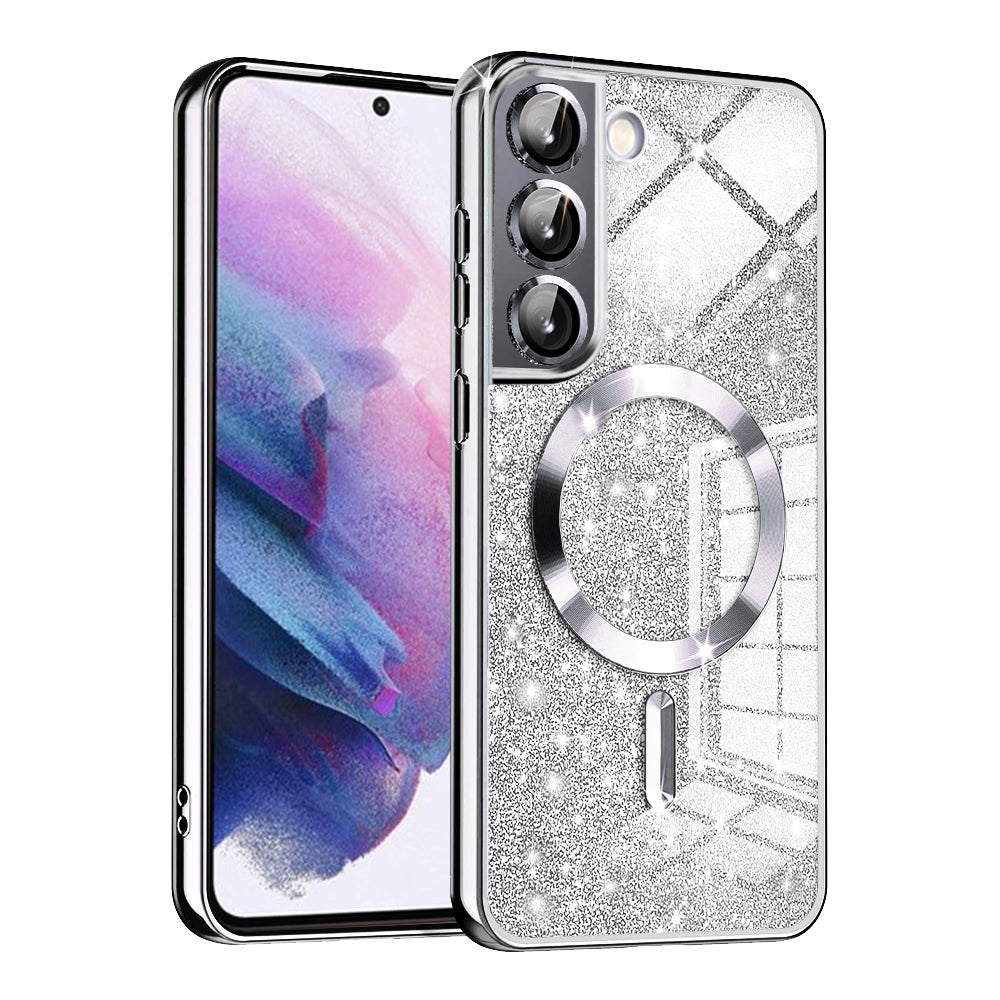 Husa de protectie Techsuit Luxury Glitter MagSafe compatibil cu Samsung Galaxy S22 5G, Argintiu