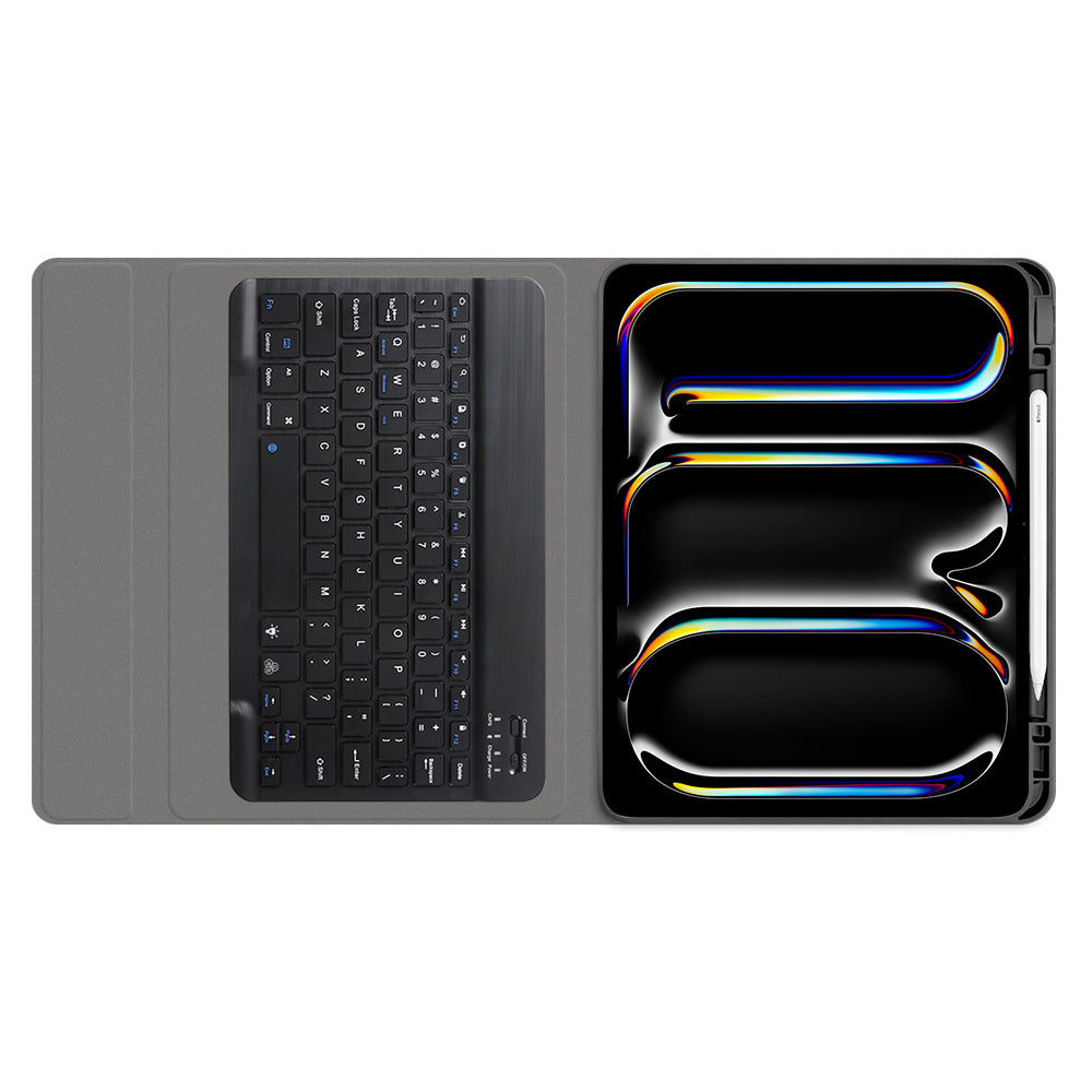 Husa de protectie tableta Techsuit CozyTab Case (with Pencil Holder/RGB Wireless Magnetic Keyboard) compatibil cu iPad Pro 11 (2024) / iPad Pro 11 (2025) - Black