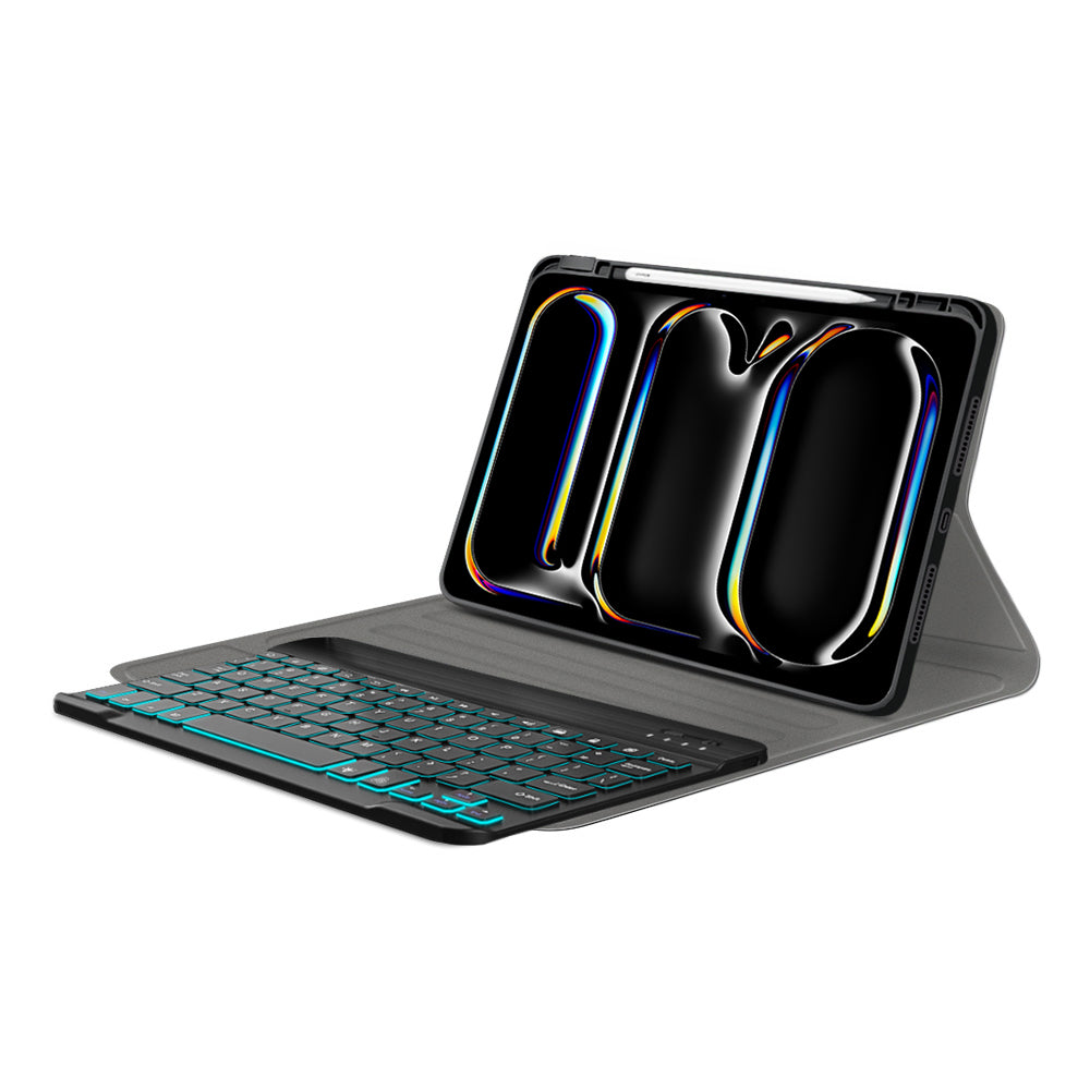 Husa de protectie tableta Techsuit CozyTab Case (with Pencil Holder/RGB Wireless Magnetic Keyboard) compatibil cu iPad Pro 11 (2024) / iPad Pro 11 (2025) - Black