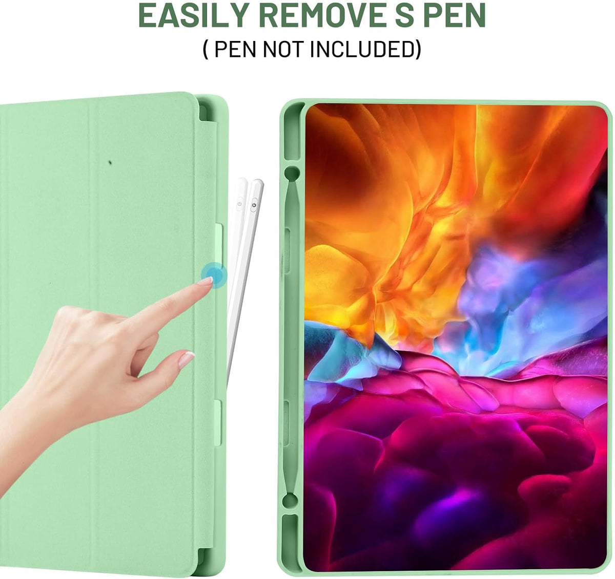 Husa de protectie tableta Techsuit Flex Trifold compatibil cu Samsung Galaxy Tab S6 Lite / 2022 / 2024, Verde