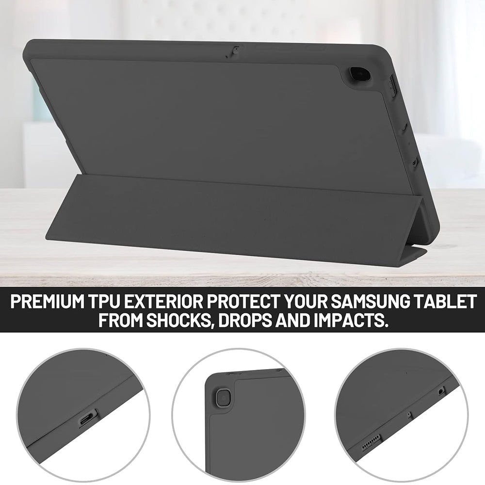 Husa de protectie tableta Techsuit Flex Trifold (with Pencil Holder) compatibil cu Samsung Galaxy Tab S6 Lite (2020/2022/2024), Negru