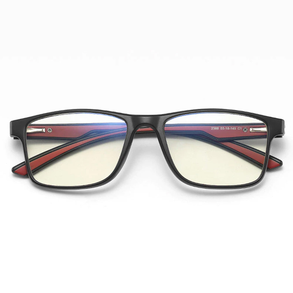 Techsuit Anti-Blue Light Glasses Reflex TR90 (F2388), Rectangular, Negru / Red