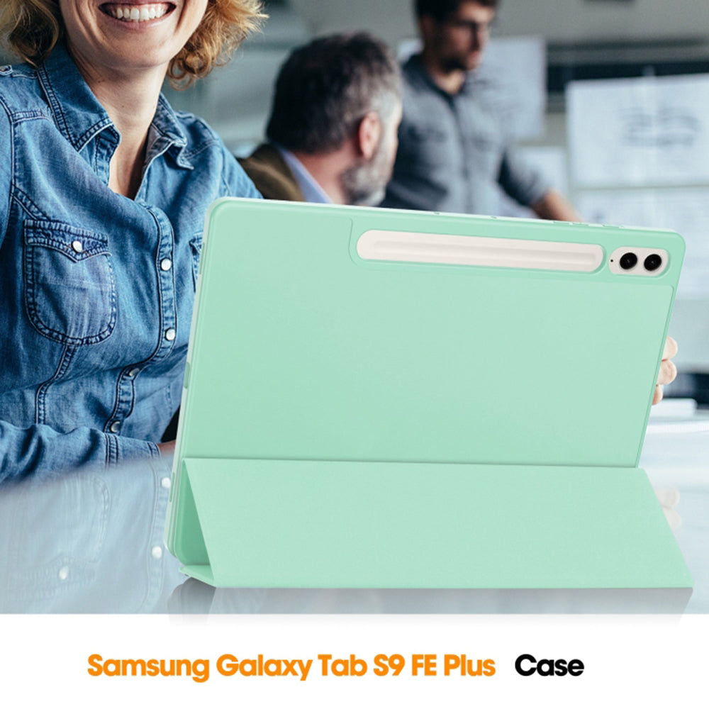 Husa de protectie tableta Techsuit Flex Trifold (with Pencil Holder) compatibil cu Samsung Galaxy Tab S9 Plus / S10 Plus / S9 FE Plus, Mov