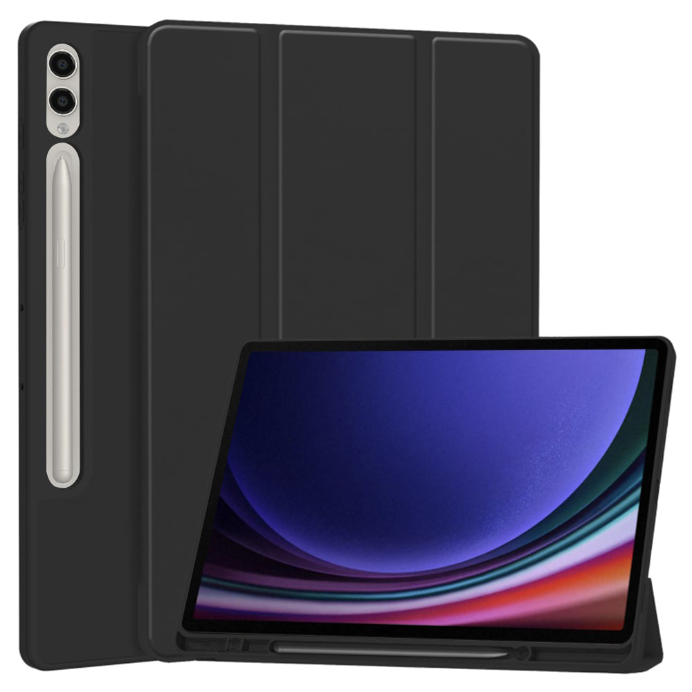 Husa de protectie tableta Techsuit Flex Trifold (with Pencil Holder) compatibil cu Samsung Galaxy Tab S9 Plus / S10 Plus / S9 FE Plus, Negru